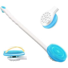 Brosse de douche pour le dos, brosse de bain à long manche, brosse pour le corps en silicone antidérapante,