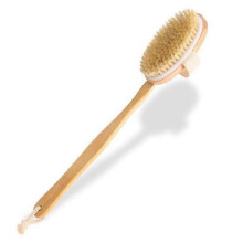 Brosse de bain et douche DELAMAN à poils longs et bois - Massage exfoliant purifiant anti-acné