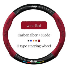 (O röd)Rattkåpa i kolfiber för bil till Jeep Wrangler Grand Cherokee Renegade Compass