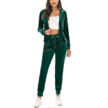Ensemble 2 pièces pour femme en velours, sport, fermeture éclair, jogging, décontracté, mode hiver,
