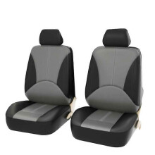 (4 piezas en gris negro) Funda de asiento de coche de cuero PU transpirable con parches de cuero, cubierta