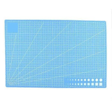 Tapis de découpe XUY A3 en PVC avec lignes quadrillées, planche à découper en cuir et tissu (bleu)