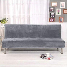 Bäddsoffa Överdrag - Enfärgad Grå - Elastisk - Storlek 180-210cm