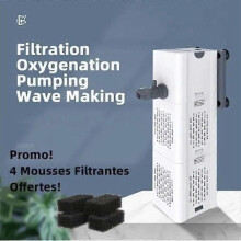 Internt akvariefilter 15W 1000LH akvariefilterpump för vattenkretsloppssyresättning + 4st filterskum