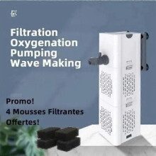 Akvariumpump 15W 1000LH internt akvariumfilter för syresättning i vattenkretsloppet + 4 st filtreringsskum