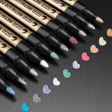 Metal Marker Paint Marker 10 typer Flash Paint Penna 2mm Metallic För papper Textil Glas Pebble