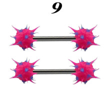 (09 Rose Bleu) LUOLER 1 Paire de Piercings de Téton en Silicone Colorés pour Femmes Punk