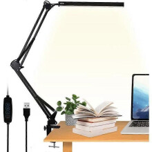 Lampe de bureau LED 10 W avec pince de serrage, protection des yeux, bras métallique pliable et rotatif,