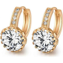 OORBEL 18k Geelgoud Gevuld - 9mm Ronde Bloem Topaas Zirkonia Oorknopjes