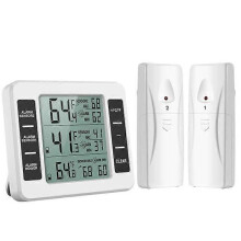 Thermomètre de réfrigérateur congélateur, thermomètre de réfrigérateur sans fil avec 2 capteurs, alarme