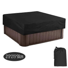 Utomhuspresenning för Spa Vattentätt fyrkantigt badtunnaskydd 190T polyestertyg Spaskydd, svart, 215x215x30cm