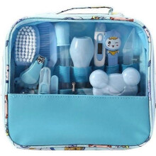 Ensemble de 13 coupe-ongles pour nouveau-né et enfant, thermomètre et brosse de toilettage, bleu