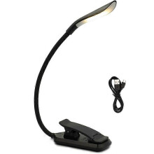 (Zwart) USB oplaadbare clip-on boeklamp 3 kleuren boeklamp verstelbare helderheid leeslamp voor
