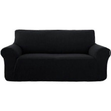 Sofföverdrag - E-SENOIR - Stretch 3-sits - Svart - Modern design - Tvättbar