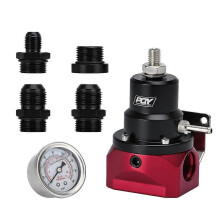 (ZWARTROOD)AN10 EFI brandstofdrukregelaar (0-160 psi meter) -10AN 10/10/6 inlaat- en retourpoorten voor