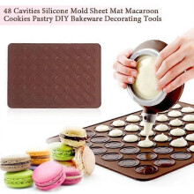 48 hålrum Silikon Bakmatta Macaron Form Dekorverktyg Chokladfärg-GUA