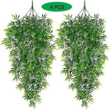 4 plantas trepadoras artificiales de hojas de bambú para interior y exterior, para pared, boda y jardín.