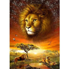 Peinture diamant 30 x 40 cm, décoration d'intérieur, Lion 5D, bricolage, broderie diamant, strass complet