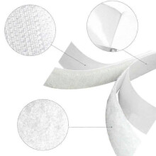 Ruban adhésif double face ultra résistant avec bande velcro et bande adhésive blanche largeur 20 mm
