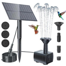 Pompa per fontana solare 5V 15W - Pompa galleggiante per acqua con 4 ugelli per laghetto, piscina, decorazione