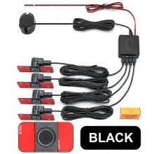 Capteurs noirs GreenYi, assistant de stationnement pour voiture Parktronics, 4 capteurs plats noirs/argentés/blancs