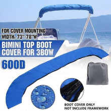 Housse de rangement de rechange pour toit bimini 3 rangées 600D Marine, bleu, 73 à 78 po de largeur