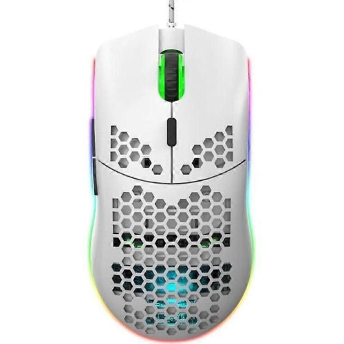 Souris de jeu creuse programmable avec éclairage RVB HXSJ J900 - Blanc