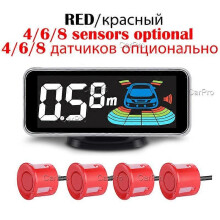 (rote Sensoren, 8 Sensoren) Mehrere Radar-Parksensor-Kit, Hintergrundbeleuchtung, Parktronic, LED-Anzeigesystem,
