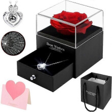 Coffret cadeau Rose éternelle AIPAIDE Collier Rose éternelle Pendentif d'amour avec 100 langues pour
