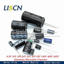 Aluminium elektrolytisk kondensator 6,3V 10V 16V 25V 35V 50V 63V 100V 400V 450V 10 47UF 100UF 220UF