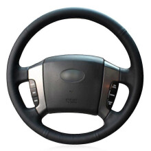 (Röd tråd)Svart PU konstläder Handsytt bilrattskydd för Kia Sorento 2003 2004 2005