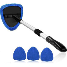 Ruitenreiniger 4 microvezelpads Ruitenreiniger met telescopisch handvat Blauwe ruitenwisserset