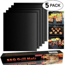 Set da 5 tappetini per barbecue e fodera per forno - Fogli antiaderenti per barbecue da 40 cm * 33 cm