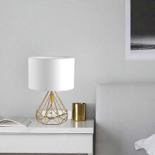 (Or Blanc UK-Plug) Lampe de chevet de chambre à coucher Décoration de table Abat-jour de chevet Design