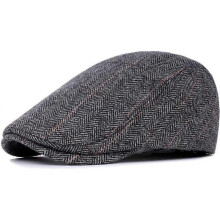 Platte baret krantenjongenspet wol dames heren gavroche hoed winter grijs