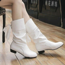 Witte dames veterlaarzen met lage hak, winterschoenen, zwarte en witte sneeuwlaarzen