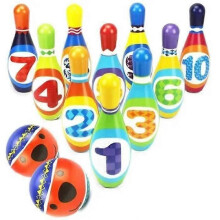 Giochi da bowling con 2 palle di schiuma e 10 birilli, giocattoli da esterno, regali per bambini, ragazzi