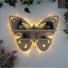 OEMG A - Vlindervormige houten wandplank, holle, zwevende wandplank, displayplank voor thuis