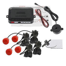 Kit de capteurs de stationnement pour voiture (rouge) Buzzer, radar de secours, indicateur d'alerte