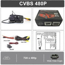 (Signal CVBS) ANSHILONG 720P AHD Caméra de recul automatique pour voiture + 2 capteurs de stationnement