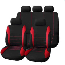 (Red)Car Seat Cover Full Set Polyester Fabric Universal Set Car Styling Fit Most Auto Interior Accessories