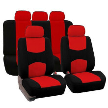 (Red)Car Seat Cover Full Set Polyester Fabric Universal Set Car Styling Fit Most Auto Interior Accessories
