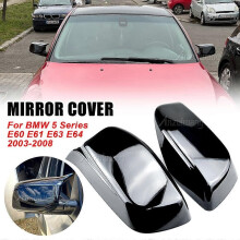 (pianosvart)Spegelskydd M Style Car Side Backspegel Kåpa Lock Trim För BMW 5-serie E60 E61 E63