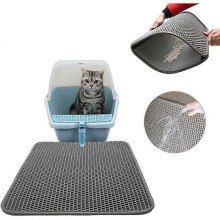 Dubbellaagse opvouwbare en afneembare kattenbakmat grijs