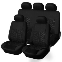 (complete set - zwart) Borduur autostoelhoezenset, past op de meeste auto's, hoezen met bandenspoordetail,