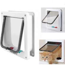 Gatera para perros y gatos - Marca - Talla M - Magnética - Blanca - 4 modos de conmutación