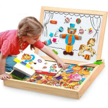 Caravan Magnetic Wooden Puzzles 100 Pieces Double Sided Magnetic Board Drawing Board Educational Toy