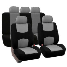 (Gray)Car Seat Cover Full Set Polyester Fabric Universal Set Car Styling Fit Most Auto Interior Accessories