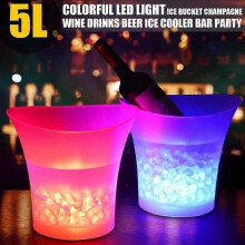 Seau à glace LED à changement de couleur, grande capacité de 5 L, pour champagne, vin, bière, karaoké,