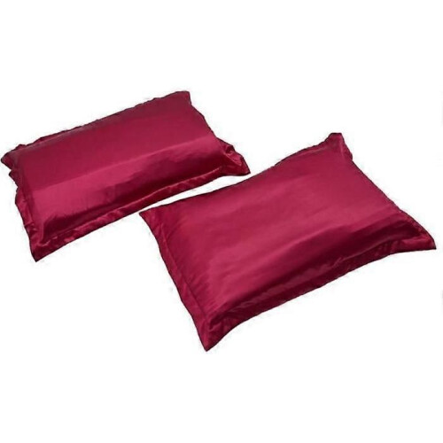 Kussensloop - SODIAL - Set van 2 - Satijn - 48 x 74 cm - Wijnrood